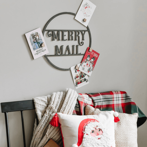 Magnetic Christmas Wreath - Steel Card Holder | Festive Holiday Decor With Santa Font Wall Decor - YinzerShop