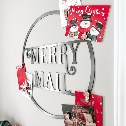 Magnetic Christmas Wreath - Steel Card Holder | Festive Holiday Decor With Santa Font Wall Decor - YinzerShop