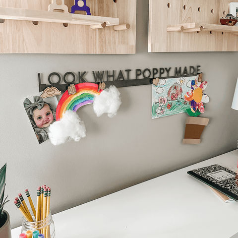 Magnetic Display Bar - Custom Name Steel Sign | Modern Sans Serif Art Holder Wall Decor - YinzerShop