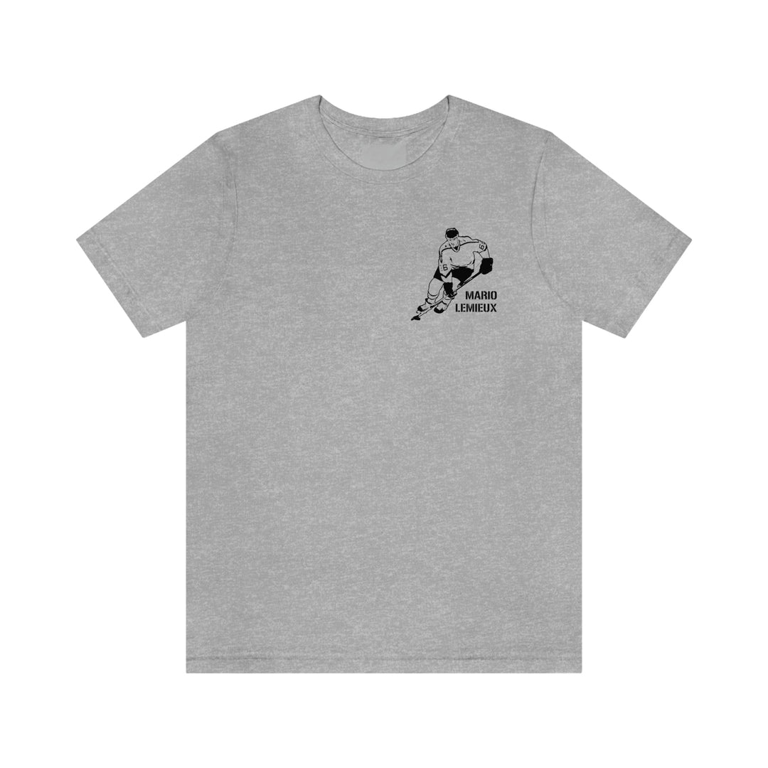 Mario Lemieux Legend T-Shirt - Back-Printed Graphic Tee T-Shirt Printify Athletic Heather S 