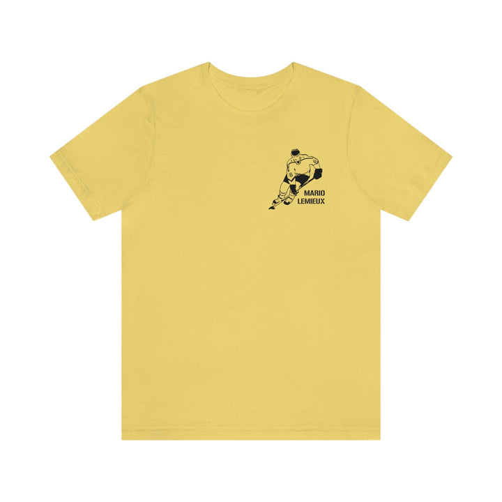 Mario Lemieux Legend T-Shirt - Back-Printed Graphic Tee T-Shirt Printify Yellow S 