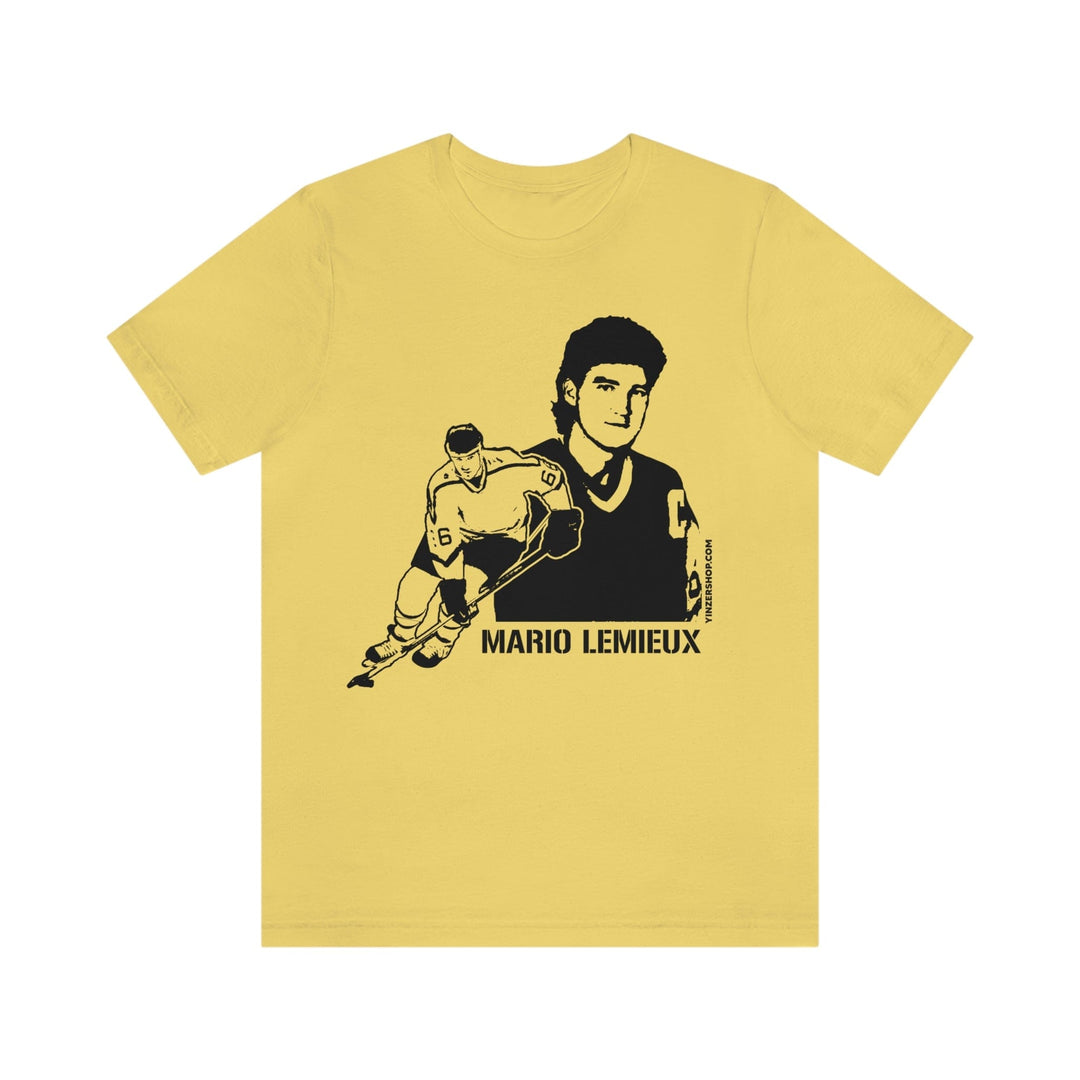 Mario Lemieux Legend T-Shirt Short Sleeve Tee T-Shirt Printify Yellow S 