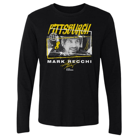 Mark Recchi T-Shirt - Pittsburgh Tones Crewneck Long Sleeve Cotton Graphic Tee Men's Long Sleeve T-Shirt - YinzerShop