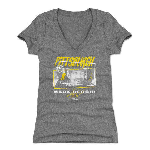Mark Recchi T-Shirt – Slim Fit V-Neck Short Sleeve Pittsburgh Team Shirt Women's V-Neck T-Shirt - YinzerShop