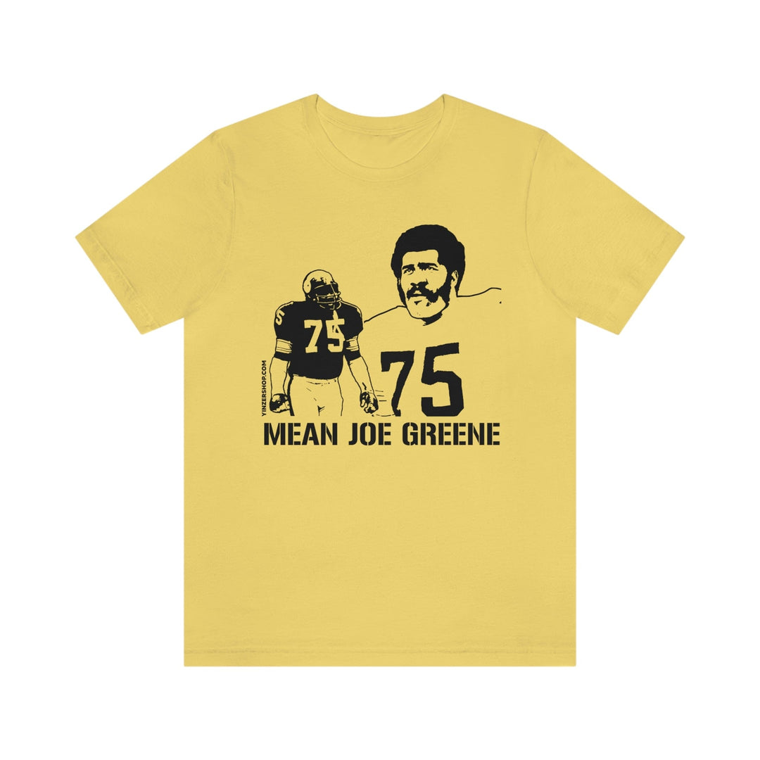 Mean Joe Greene Legend T-Shirt Short Sleeve Tee T-Shirt Printify Yellow S 
