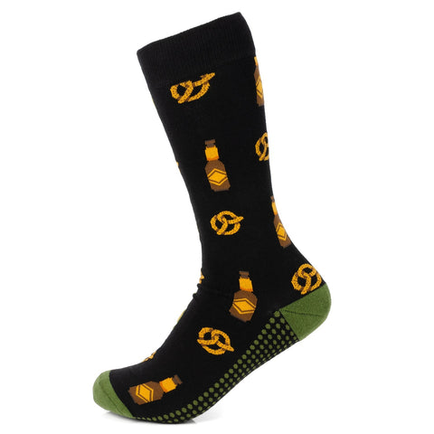 Men's Black Socks – Breathable Cotton Blend Crew Socks With Playful Beer Snack Design Socks - YinzerShop
