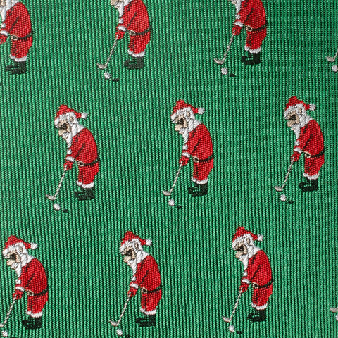Men's Green Tie – Santa Golf Par-Tee Silk Blend Holiday Necktie in Kelly Green Tie - YinzerShop