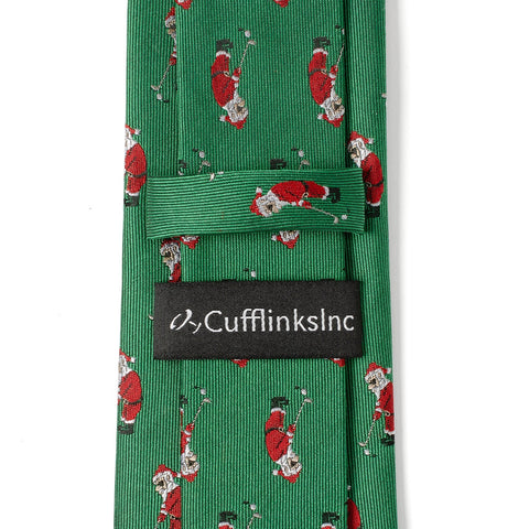 Men's Green Tie – Santa Golf Par-Tee Silk Blend Holiday Necktie in Kelly Green Tie - YinzerShop