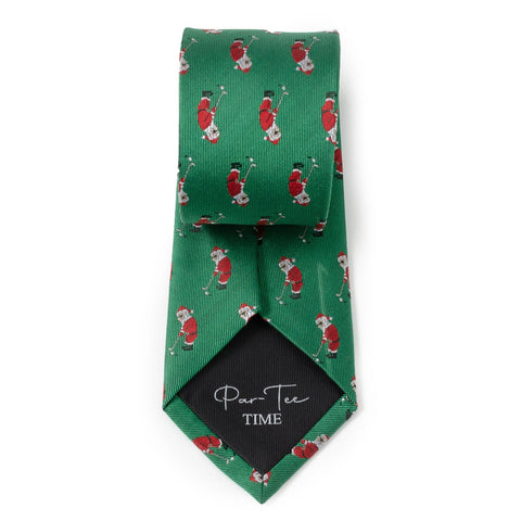 Men's Green Tie – Santa Golf Par-Tee Silk Blend Holiday Necktie in Kelly Green Tie - YinzerShop