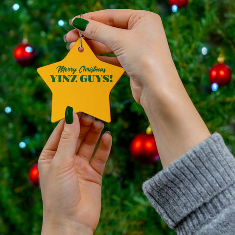 Merry Christmas Yinz Guys Ceramic Ornaments Home Decor - YinzerShop
