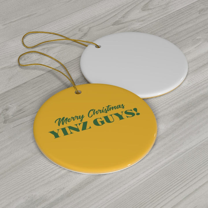 Merry Christmas Yinz Guys Ceramic Ornaments Ornament Printify   
