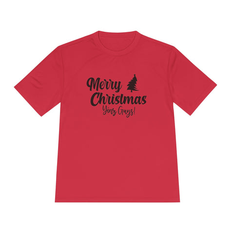 Merry Christmas Yinz - Sport-Tek Unisex Moisture Wicking Tee T-Shirt - YinzerShop