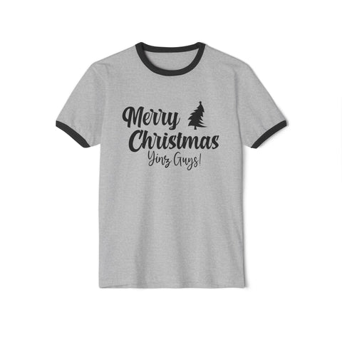 Merry Christmas Yinz! - Unisex Cotton Ringer T-Shirt T-Shirt - YinzerShop