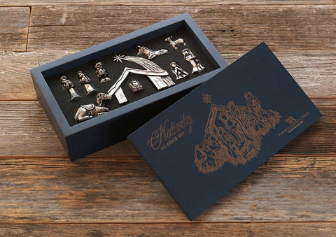 Mini Nativity Set by Wendell August Forge – Pewter Figurines in Wood Box Packaging Nativity Set - YinzerShop