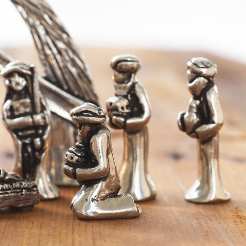 Mini Nativity Set by Wendell August Forge – Pewter Figurines in Wood Box Packaging Nativity Set - YinzerShop