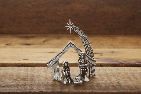 Mini Nativity Set - Handcrafted Pewter Figurines | Wendell August Forge 4-Piece Scene Nativity Set - YinzerShop