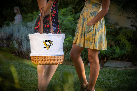 Canvas and Willow Tote - Pittsburgh Penguins Chic Basket and Canvas Bag