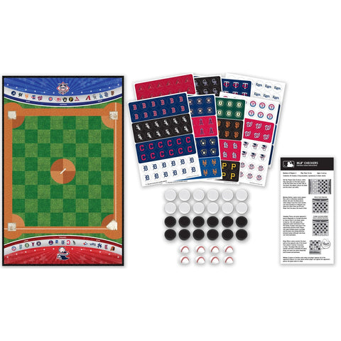 MLB Checkers Game - Licensed League Board Game With Helmet King Pieces Classic Games - YinzerShop
