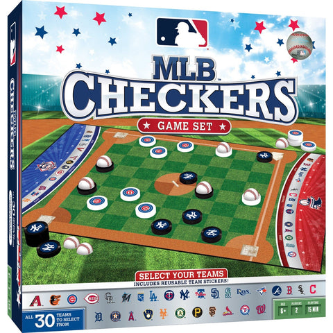 MLB Checkers Game - Licensed League Board Game With Helmet King Pieces Classic Games - YinzerShop