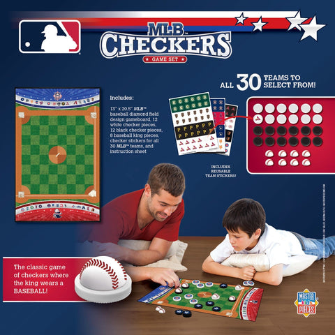 MLB Checkers Game - Licensed League Board Game With Helmet King Pieces Classic Games - YinzerShop