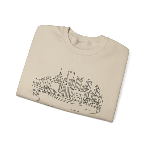 Monongahela River Skyline - Heavy Blend™ Crewneck Sweatshirt Sweatshirt - YinzerShop