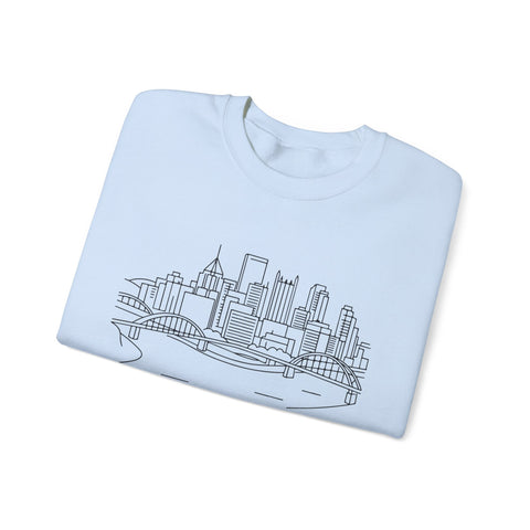 Monongahela River Skyline - Heavy Blend™ Crewneck Sweatshirt Sweatshirt - YinzerShop