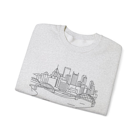 Monongahela River Skyline - Heavy Blend™ Crewneck Sweatshirt Sweatshirt - YinzerShop