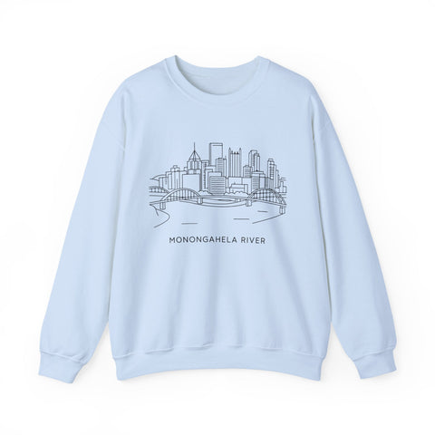 Monongahela River Skyline - Heavy Blend™ Crewneck Sweatshirt Sweatshirt - YinzerShop