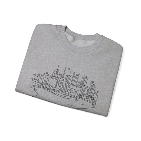 Monongahela River Skyline - Heavy Blend™ Crewneck Sweatshirt Sweatshirt - YinzerShop