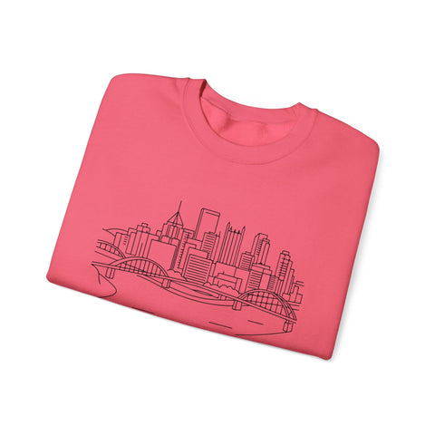 Monongahela River Skyline - Heavy Blend™ Crewneck Sweatshirt Sweatshirt - YinzerShop