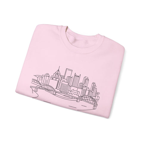 Monongahela River Skyline - Heavy Blend™ Crewneck Sweatshirt Sweatshirt - YinzerShop