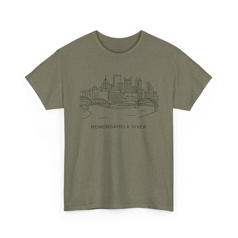 Monongahela River Skyline - Unisex Heavy Cotton Tee T-Shirt - YinzerShop