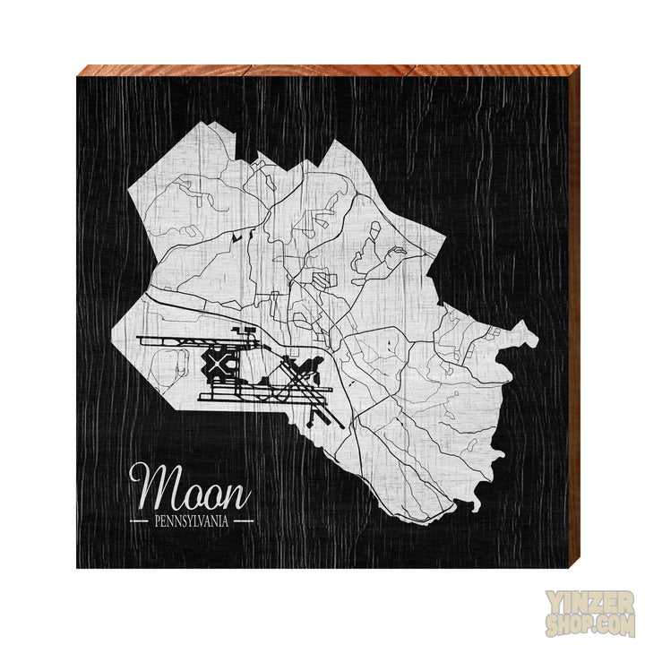 Moon Pittsburgh, PA Neighborhood Map Wooden Wall Art Wood Picture MillWoodArt   