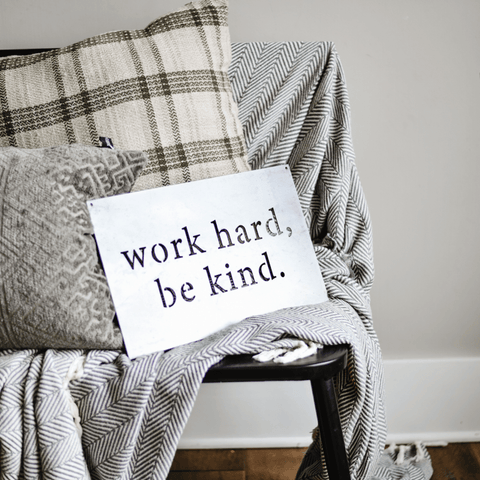 Motivational Wall Decor – Rectangular Steel Wall Art | Work Hard Be Kind Sign Wall Decor - YinzerShop