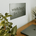 Motivational Wall Decor – Rectangular Steel Wall Art | Work Hard Be Kind Sign Wall Decor - YinzerShop