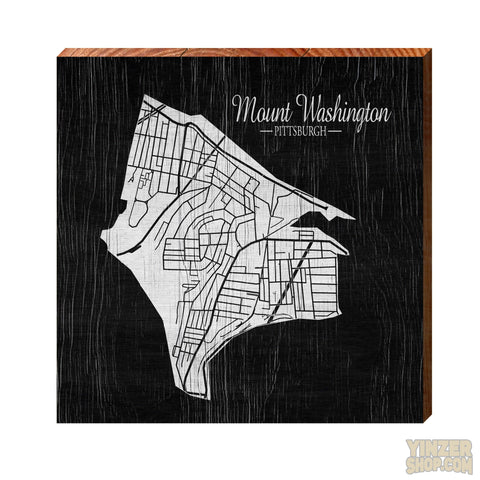 Mount Washington Pittsburgh, PA Neighborhood Map Wooden Wall Art Wood Picture MillWoodArt   