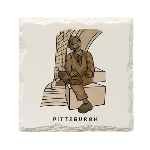 Mr. Rogers Memorial Statue Ceramic Drink Coaster by The Doodle Line Coaster - YinzerShop