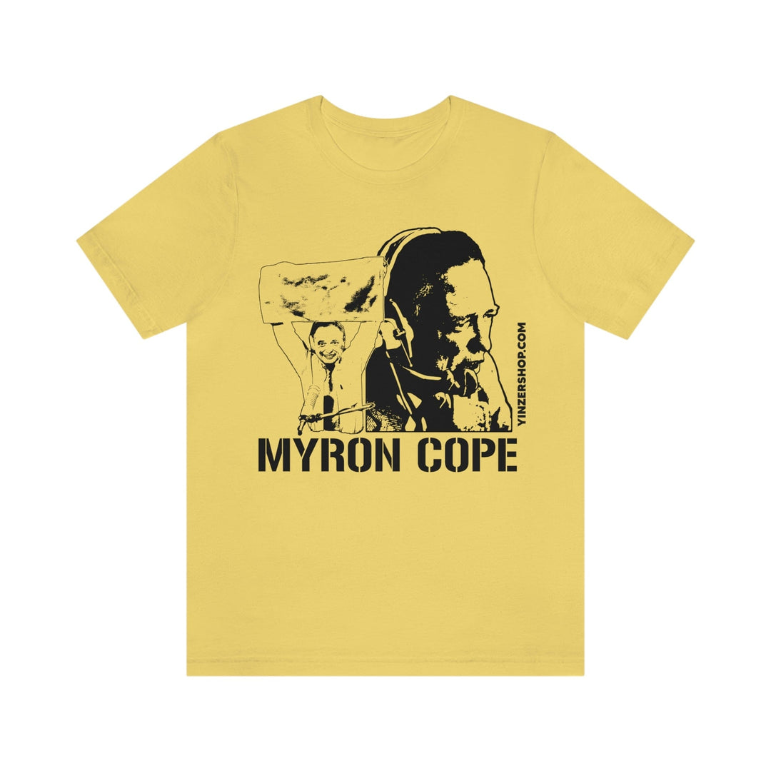Myron Cope Legend T-Shirt Short Sleeve Tee T-Shirt Printify Yellow S 