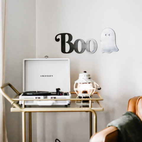 Ghost Wall Decor - Cute Steel Ghost Sign | Lightweight Halloween Decorations
