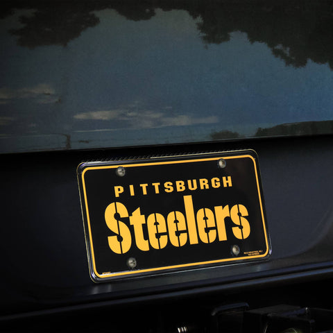 NFL Football Pittsburgh Steelers Wordmark Black Metal Tag Metal Tag - YinzerShop