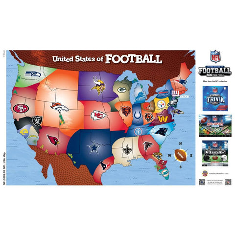 NFL Jigsaw Puzzle - 500 Piece USA NFL Team Map | Family Game Challenge 500 Piece - YinzerShop
