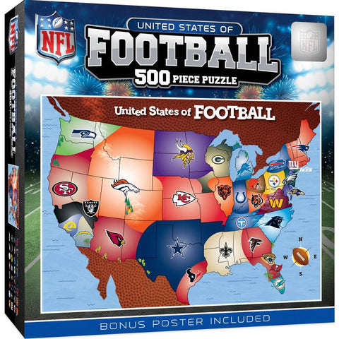 NFL Jigsaw Puzzle - 500 Piece USA NFL Team Map | Family Game Challenge 500 Piece - YinzerShop