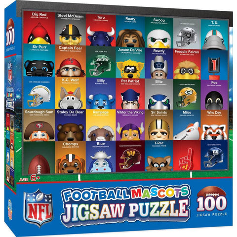 NFL Mascots Puzzle - 100 Piece Jigsaw With Colorful Team Mascot Art For Kids 100 Piece - YinzerShop