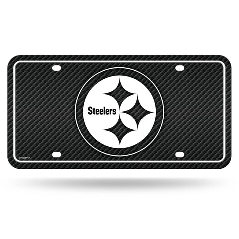 NFL Pittsburgh Steelers Carbon Fiber Metal Auto Tag License Plate - YinzerShop