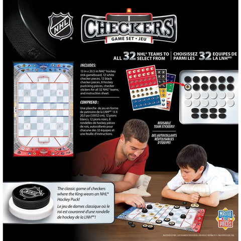 NHL Checkers Game - Official Licensed Board Game with Hockey Puck Pieces & 24 Checker Pieces Classic Games - YinzerShop