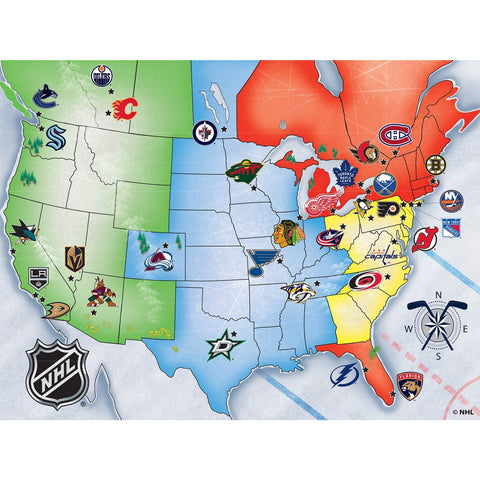 NHL Jigsaw Puzzle - 500 Piece USA Map Puzzle Featuring All NHL Teams Map 500 Piece - YinzerShop