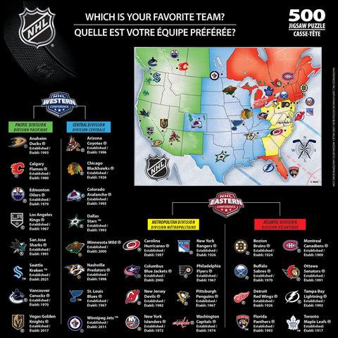 NHL Jigsaw Puzzle - 500 Piece USA Map Puzzle Featuring All NHL Teams Map 500 Piece - YinzerShop