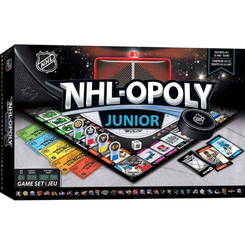 NHL Opoly Junior - Kids Hockey Game | Reusable Logo Stickers & Penalty Box Challenge Classic Games - YinzerShop
