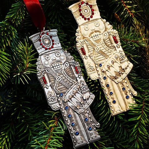 Nutcracker Prince Ornament – Handcrafted Bronze Christmas Tree Decoration with Austrian Crystals - YinzerShop