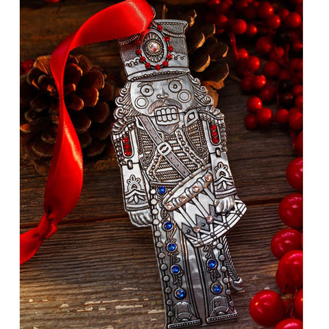Nutcracker Prince Ornament – Handcrafted Drummer Prince with Austrian Crystals for Festive Tree Decor Ornament - YinzerShop